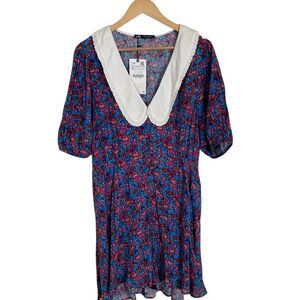 Zara Womens Multicolor‎ Floral Print Romper Size XL V Neck Cottagecore